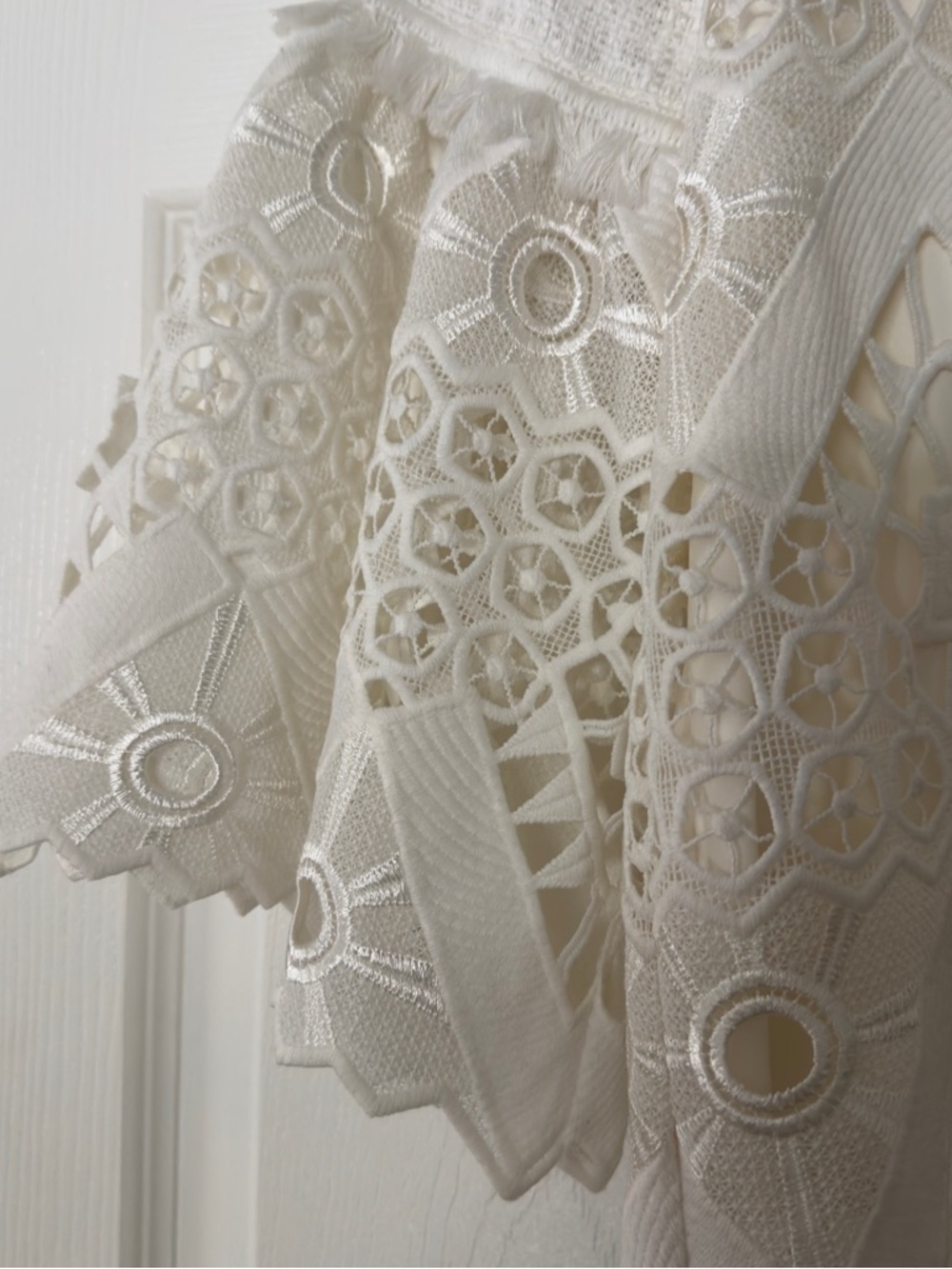 Alexis Cream Floral Lace V-Neck Bell Sleeve Top - Picture 2 of 10